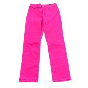 Chico's Pants Jeans Size 0 S NWT Pink So Slimming Girlfriend Crop Slim Fit Roll
